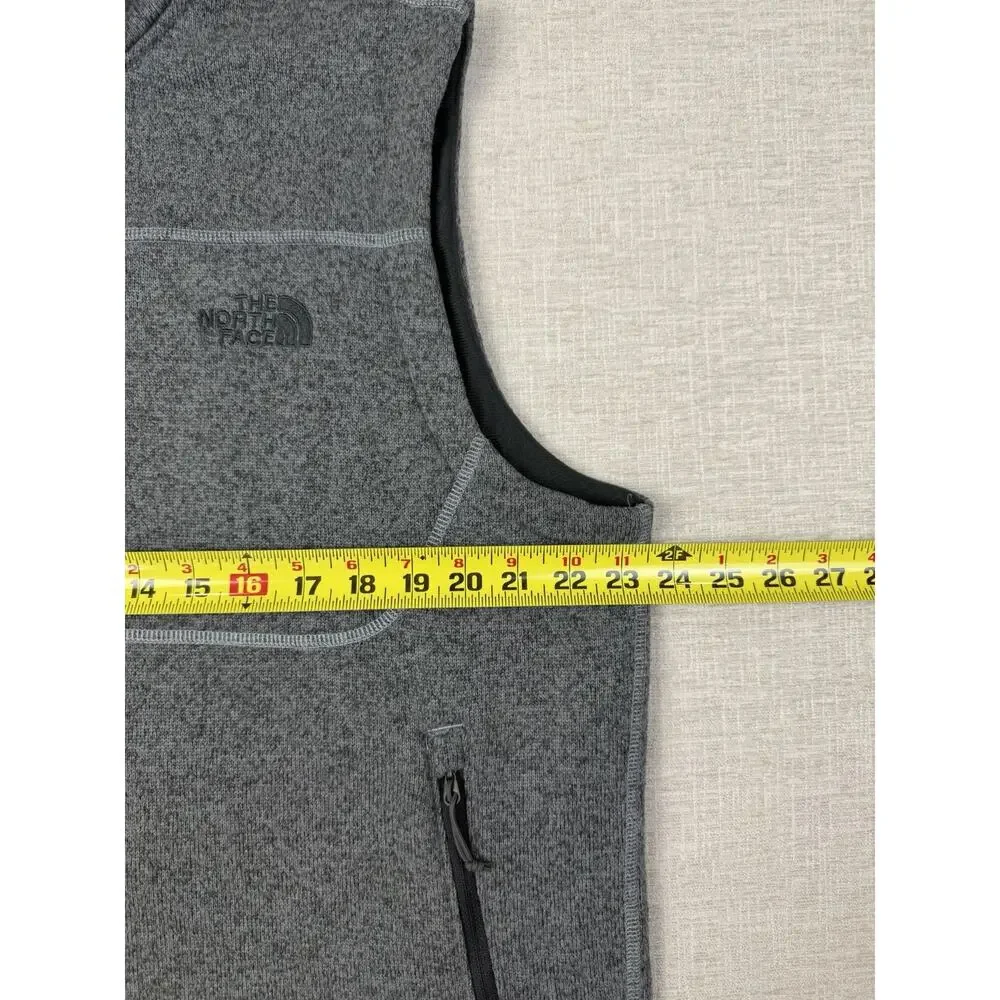 The North Face Sweater Fleece Vest Mens Large Gray Full Zip Sherpa Lined